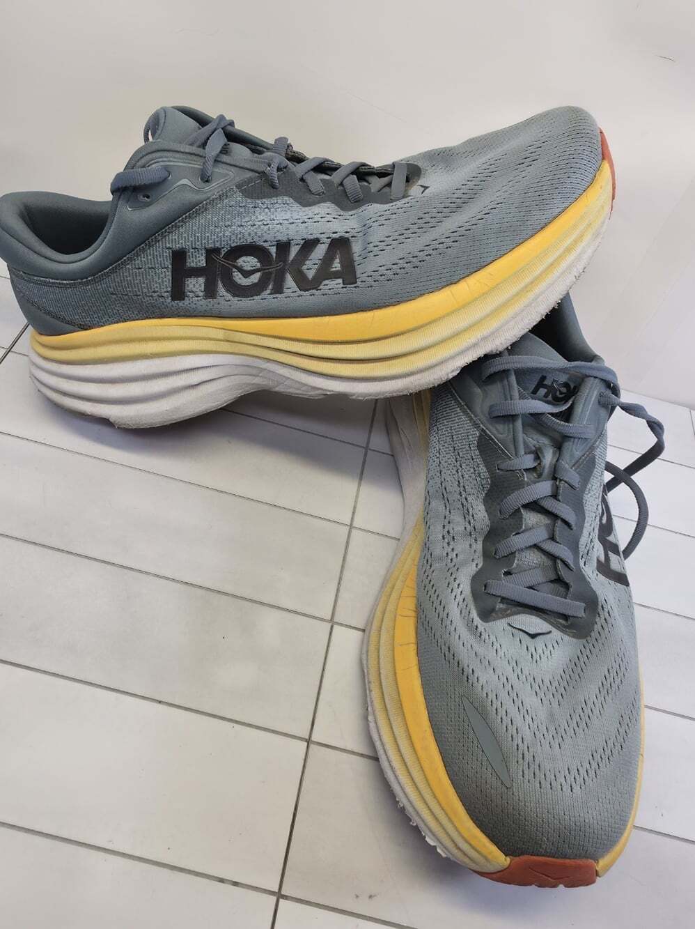 HOKA Bondi 8 Men’s Low Top Running Shoes Lace Up Mesh Goblin Blue 1127953